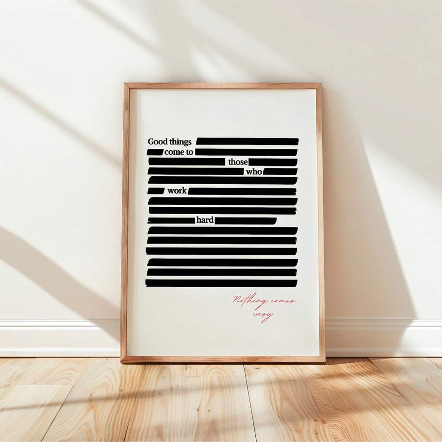 1 buah Poster Seni Minimalis Tanpa Bingkai "Kerja Keras, Hal Baik Membutuhkan Waktu", Poster Kutipan Inspiratif untuk Kamar Tidur, Asrama, Kembali ke Sekolah, Poster Unik, Hadiah Dekorasi Ruangan - Kutipan inspiratif - View 1