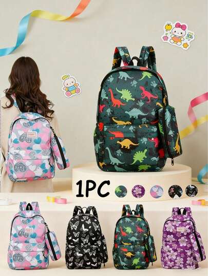 This New Dinosaur Backpack From 1pc Is Casual, Simple, And Stylish. It Features A Zipper Design And Adjustable Shoulder Straps, Making It Suitable For Daily Outings, Travel, And Shopping. It Can Easily Hold Your Daily Essentials, Making It A Versatile And Fashionable Item. It Suits Various Styles And Occasions, With Excellent Style Adaptability, And Can Also Be Given As A Gift To Friends.