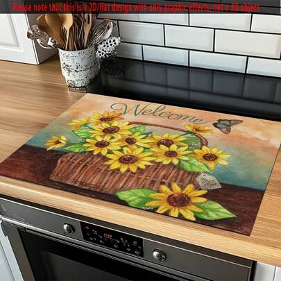 1pc Sunflower Flower Style Theme Style Coffee Machine Mats, Dishwashing Mats, Tableware Mats, Table Mats, Especially Suitable For Coffee Machines And Coffee Pots, Bar Mats, Bar Accessories, Very Suitable For Kitchen Use.