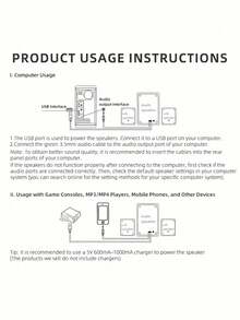 电脑音箱、台式电脑音箱、笔记本电脑音箱、台式立体声音箱、有线连接、USB供电、3.5mm音频接口、带LED环境光、2.1声道、适用于带有3.5mm音频接口的设备，例如电脑、平板电脑、笔记本电脑、游戏机、MP3/MP4播放器等。 - 黑色 - 查看 6