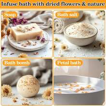 Sukh Dried Herbs Kit - Dried Botanicals Bulk,14 Bags Natural Dry Flowers And Herbs For Soap,Candle,Perfume,Bath Bombs,Resin Jewelry Making Supplies,Fragrance Sachet DIY And Witchcraft - 白色 - 查看 3