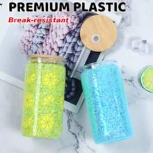 Vaso acrílico de globo de nieve de 16 onzas paquete de 20 vasos transparentes de plástico de doble pared preperforados para bricolaje con globo de nieve con purpurina taza de globo de - Con tapa de bamb - Ver 4