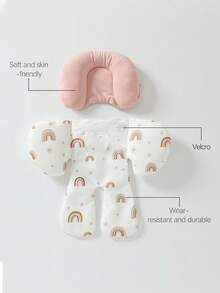 1pc Baby Stroller Seat Cushion, Newborn Girl/Boy Infant Pram Liner, Soft Plush All Season Stroller Pad Accessories - Multicolor - View 3