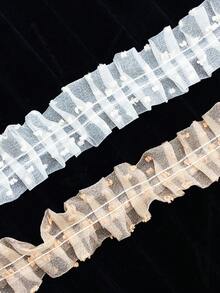2 thước vải tuyn xếp ly, dùng để trang trí quần áo, giày dép, túi xách, đồ dệt gia dụng, phụ kiện may mặc. - màu trắng nhạt - Xem 1