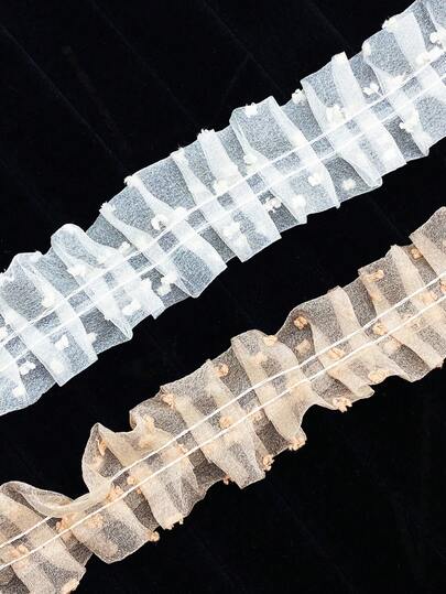 2 Yardas de Volante de Tul Fruncido, Manualidades DIY para Ropa, Zapatos, Bolsos, Textiles para el Hogar, Accesorios de Vestir