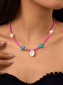 1 chiếc vòng cổ đính hạt phong cách Bohemian, vòng cổ choker đính hạt hình sao biển và vỏ sò đa năng, thanh lịch cho các bữa tiệc và sử dụng hàng ngày, món quà tuyệt vời cho sinh nhật hoặc ngày lễ. - Nhiều màu - Xem 9
