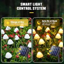 Solar Powered Outdoor Mushroom Lights, LED Mini Pathway Garden Stake Lights, 8 Lighting Modes, Waterproof, High-Quality Landscape Decor For Yard, Lawn, Easter, Holidays, Perfect Gift - Solar Mushroom Lamp - View 4