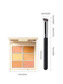 Pudaier 6-Color Concealer Palette With Brush, Multi-Functional Long-Lasting Full Coverage Contour & Color Correcting Palette, High Pigment Creamy Texture Concealer, Suitable For Dark Circles And Blemishes, Perfect For Daily Makeup And Parties - 03 - View 3