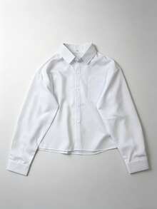Men's Casual Loose Short Solid Color Long Sleeve Shirt, Versatile For Daily Wear And Commuting, Spring/Autumn - White - View 3
