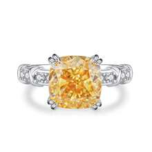 T-Brand Cross Ring With , S925 Sterling Silver Yellow Diamond Ice Flower Cut Ring For Women - Yellow Diamond - CBJZ230 - View 10