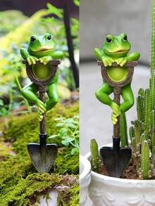 Animal Figurine Garden Statue, Outdoor Decor With Shovel, Resin Plant Decoration Landscape Sculpture Gift Art Accessory, Suitable For Yard, Lawn, Patio, Backyard, Home Planter - Multiple Styles - View 3
