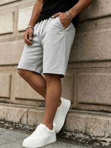 1 pièce Short décontracté pour homme, Jogging pour homme, Sports d'extérieur d'été pour homme, Course et fitness, Short bermuda de sport - Gris pâle - Voir 9