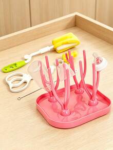 Escurridor de biberones con bandeja, escurridor de biberones de gran capacidad para un secado rápido, diseño de base desmontable, 1 pieza o 1 juego (1 escurridor + 1 soporte de biberones) - Rosa - Ver 11