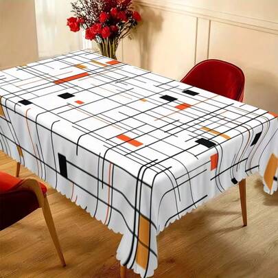 1pc/25pcs Geometric Line Pattern Tablecloth, Vibrant Party Decoration, Suitable For Daily Use, Parties, Lunches, Dinners, Home Decor, Party Events, Restaurants, Living Rooms, Outdoor Weddings, Camping, Picnics, Indoor/Outdoor Use