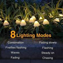 Solar Powered Outdoor Mushroom Lights, LED Mini Pathway Garden Stake Lights, 8 Lighting Modes, Waterproof, High-Quality Landscape Decor For Yard, Lawn, Easter, Holidays, Perfect Gift - Solar Mushroom Lamp - View 5