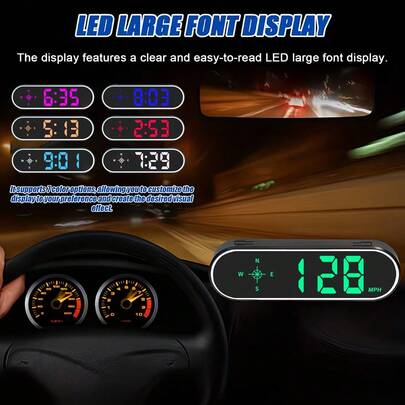 Car General HUD Head-Up Display, Car Speed Meter, Windshield Projection Speedometer With Alarm - USB-Powered, Vehicle Speed Monitoring, Modern Dashboard Accessory, With Most Cars, Car Accessories