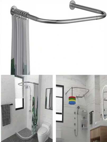 Tringle de douche incurvée anti-rouille, tringle de douche réglable résistante à la rouille pour salle de bain, baignoire, cabine d'essayage