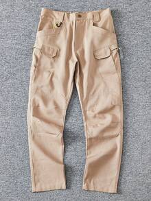 Pantalones largos de ocio y hermosos pantalones adecuados para hombres y mujeres que van a trabajar en verano se pueden usar pantalones de primavera y otoño pantalones de trabajo de varios bolsillos relajados pantalones de ocio rápido y recto - Caqui - Ver 1