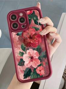 油画风格花卉图案 TPU 全包防摔手机壳，兼容 Apple 17/17 Air/17 Pro/7 Pro Max、16、15、14、13、12、11 Pro Plus Max - 彩色 - 查看 3
