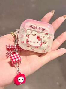 SANRIO 1 chiếc ốp tai nghe Bluetooth KT họa tiết hoa hoạt hình, kiểu dáng nữ tính. - hồng - Xem 1