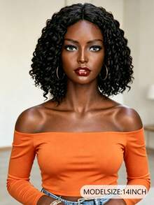14 Inch African Curly Bob Wig - Heat Resistant Synthetic Small Wavy Style, Natural Look, Full Voluminous Curls, Suitable For Daily Or Special Occasions, Daily Wig Wear | African Style | Synthetic Wig - Black - View 2