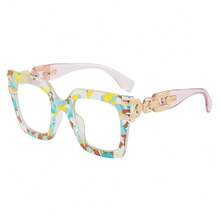 A Pair Of Fashionable Oversized Square Bohemian Glasses For Women And Men, With High-Quality Decorative Temples, Simple And Versatile For Everyday Casual Wear - Các đốm đen - Xem 7