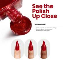 Beetles 15ml Red Glitter Nail Polish - Ruby Radiance Red, Air-Dry Shimmer For Spring DIY Manicure - Ánh sáng hồng ngọc - Xem 7