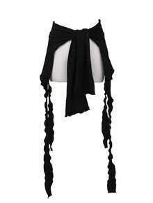 Y2K Streetwear 2-In-1 Sparkly Rhinestone Hip Scarf Top, Black Ruffle Hem Crop Top, Hip Hop Jazz Dance Outfit, Women's Street Style Cover Up - Multicolor - View 5