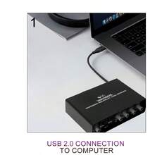 Q24 音频接口专业声卡，带监听功能，适用于电吉他现场录音，也适用于录音棚、歌手、麦克风等。 - 黑色 - 查看 10
