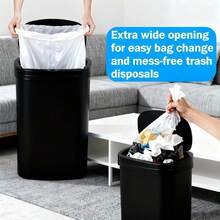 RROCOSIA Touch-Free 13 Gallon Garbage Can With Lid - Durable Plastic Automatic Trash Can For Kitchen &Amp; Bathroom - 50L High-Capacity Waste Bin (1, Black) - Màu A - Xem 5
