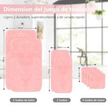 8 Piezas Juego de Toallas de Baño Toallas de Baño Super Absorbente y Secado Rápido Lavable a Máquina Set de Toallas de Baño para Hogar Gimnasio Hotel Spa Playa Piscina Salones de Belleza Rosa - Rosa - Ver 3