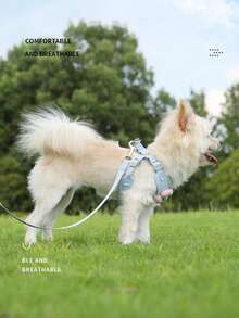 New Plaid Dog Harness And Leash Set, Made Of Soft Breathable Mesh Fabric, Back Equipped With Round Buckle For Enhanced Stability, Anti-Friction Design, Adjustable Size Suitable For Small Dogs - Fashionable And Comfortable, Suitable For Daily Walking And Training. The Matching Leash Has A Poop Bag Hanging Ring. - Pink - View 4