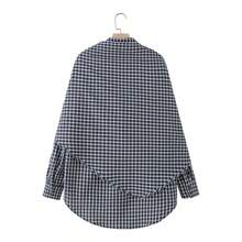 Women's Elegant Plaid Triangular Scarf, Casual Shirt Retro Single-Breasted Long Sleeve Women's Casual Shirt For Street Wear Spring - Blue - View 9