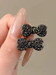 10pcs Girls' Minimalist Fresh Floral Crystal Hair Clips - Dark Grey - View 4