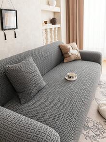 1pc 3D Sofa Cover, Multi-Functional Full Coverage Sofa Slipcover, Solid Color Leaf Pattern Design, Protective Sofa Cover, Holiday Decor, High Elasticity All-Inclusive Sofa Cover - Dark Grey - View 8