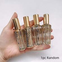 1 pieza Botella de spray de perfume recargable de vidrio de 15ml con patrón floral dorado, portátil - Dorado - Ver 5