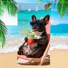 1pc Bulldog Beach Towel, Super Absorbent Large Beach Blanket, Suitable For Beach, Pool, Travel, Camping, Yoga, Available In Multiple Sizes - Beach Bully - View 1