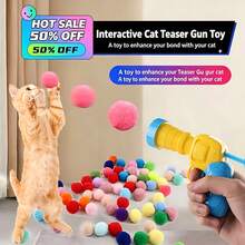 宠物毛绒球发射器，猫毛球弹射器，弹性静音球玩具，可供宠物自娱自乐 - 藍色 - 查看 2