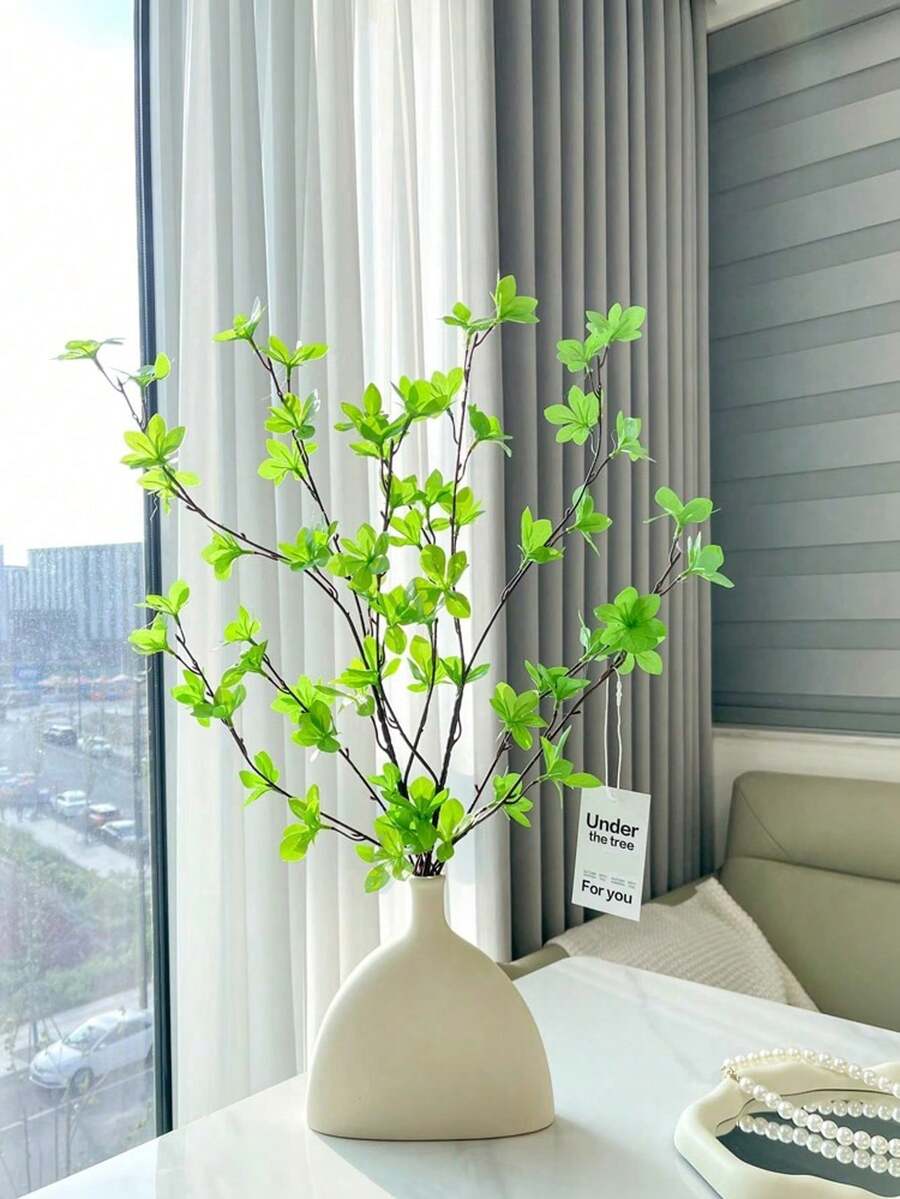 1个圆形花瓶,扁平花瓶,家居插花花瓶,客厅现代简约清新装饰,塑料花瓶,仿真花瓶,创意家居装饰,仿陶瓷花瓶,床头柜,桌面 - 白色 - 查看 1