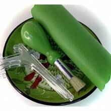 , All - In - One Premium Ceramic Garlic Grater Plate 4 - Piece Set - Green Chili Design, - Garlic, Ginger, Chocolate, And More! - Comes With 5.25 Inch Plate, Peeler, Brush, And Stand - Ớt xanh - Xem 9