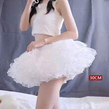 Mini-Kleid - kurzer Träger Lolita Rock, weicher atmungsaktiver Mesh-Stoff, hochfluffiges Kristallnetz-Design, lässiger unübertriebener Stil, fluffiges Lolita-Kostüm-Zubehör, ideales Geschenk zum Valentinstag, Muttertag, Vatertag, Schulanfang, süß, niedlich, elegant, geeignet für Hochzeit, Brautaccessoires, weiß umrandete Box, Kutsche, Rock, Tüllrock, Puffrock, weißes Kleid, Idol-Kostüm, Rüschen - Weiss - Übersicht 11