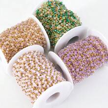 1m Fashionable Stainless Steel Square Bead Chain, Colorful Bohemian Style Beaded Chain Suitable For DIY Bracelet, Necklace, Jewelry Accessories - DIY Chain - View 7