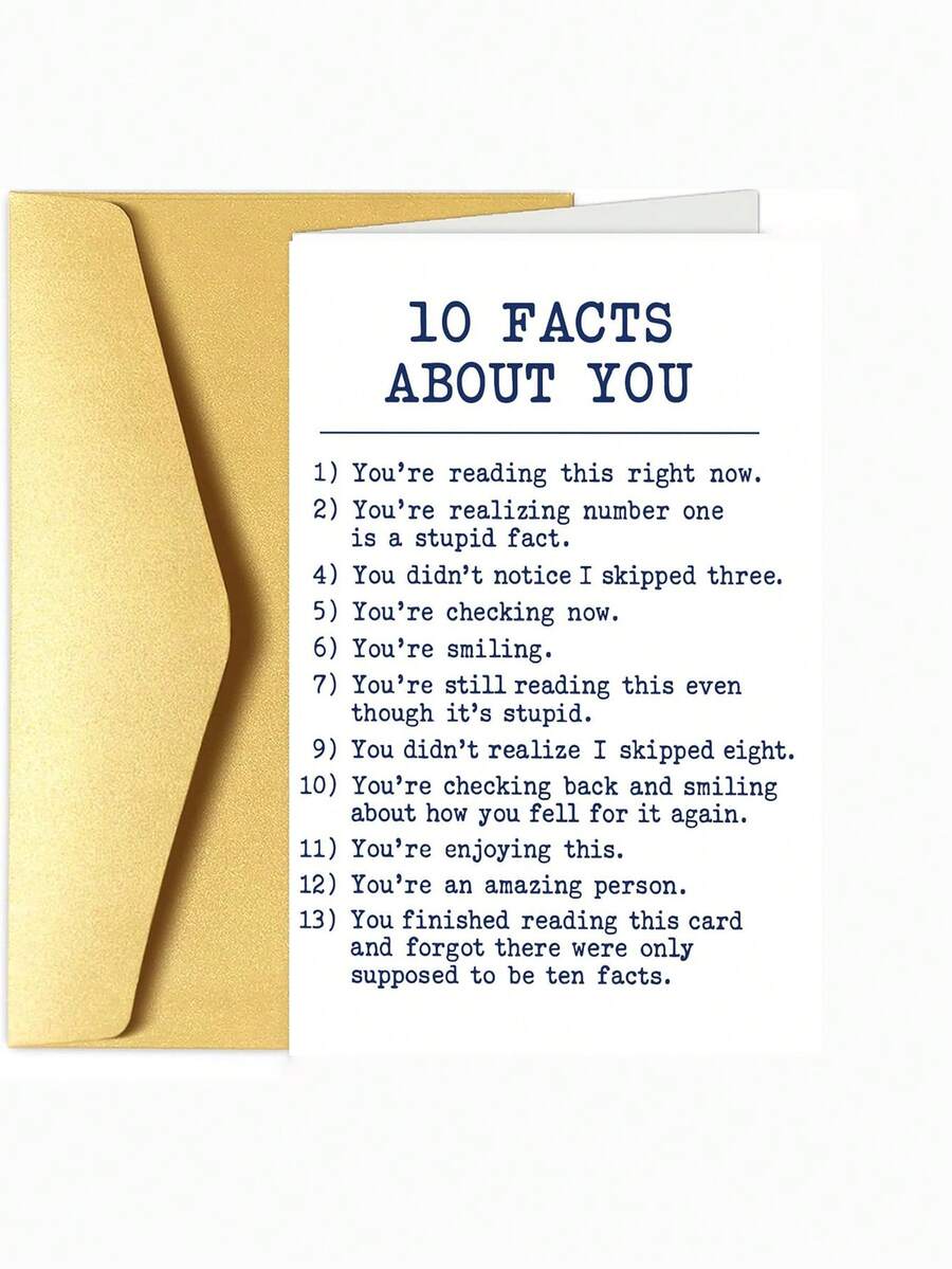 Funny Birthday Card - "10 Facts About You" Humorous Card, Suitable For Friends, Family And Colleagues With Clever Jokes - Multicolor - View 1