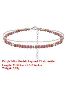 ORSA JEWELS 1 Chiếc vòng chân bạc 925 mạ vàng 14k, dây xích hai lớp màu tím ánh kim, trang sức tự nhiên, phụ kiện đeo chân cho nữ, quà tặng đám cưới, tiệc tùng, sinh nhật và Giáng sinh. Ít gây dị ứng và không phai màu. - SA88 - Xem 9