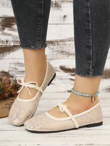 2026 New Ballet Flats Spring Square Toe Breathable Beach Shoes For Women - Beige - View 6