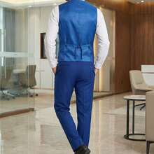 Conjunto de traje de 2 piezas azul real para hombre - chaleco y pantalones, unicolor elegante de corte slim, casual, de negocios, de boda, de fiesta, tallas XS-3XL - azul real - Ver 10