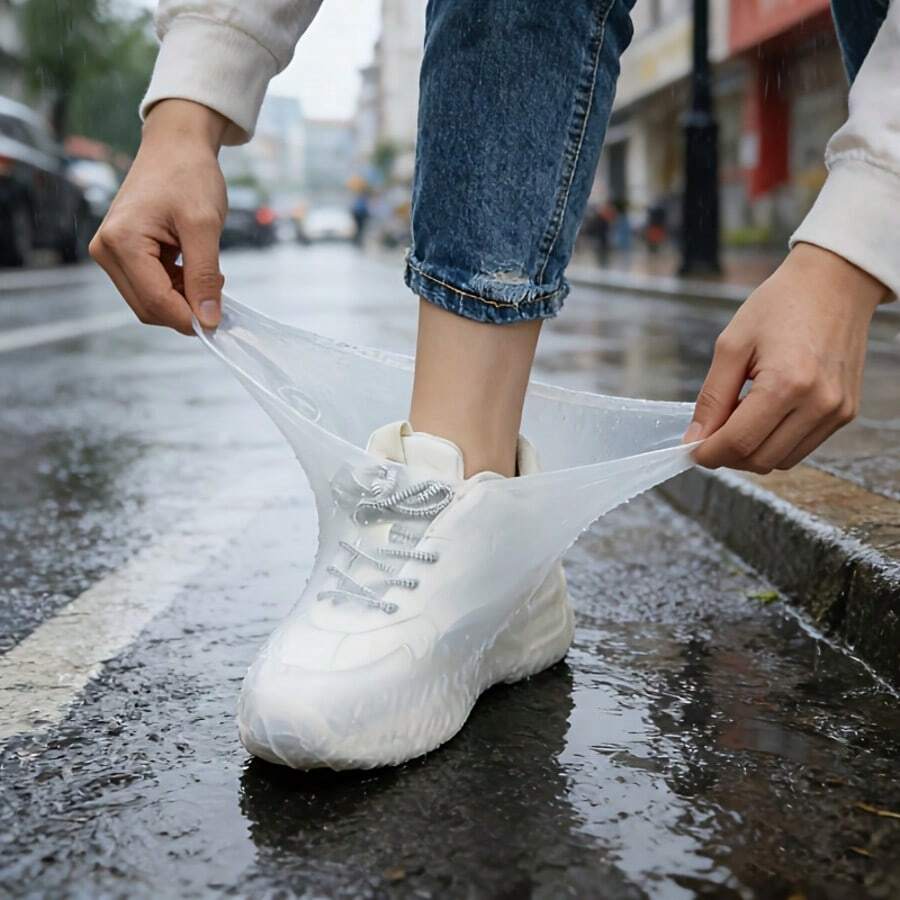 1 Pair Reusable Waterproof Anti-Slip Shoe Covers, Suitable For Men And Women, Elastic And Easy To Clean
