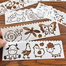 8pcs/Set Mini Hollow Animal Painting Template DIY Scrapbooking Craft Stencils, Reusable For Wood, Paper, Wall, Fabric, Plastic - Animal - View 1