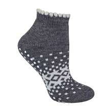 Sock Snob Sock Snob - Ladies Thermal Low Cut Wool Non Slip Ankle Slipper Socks - 木炭 - 查看 1