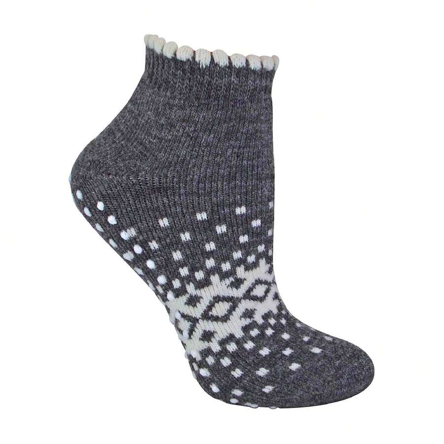 Sock Snob Sock Snob - Ladies Thermal Low Cut Wool Non Slip Ankle Slipper Socks - 木炭 - 查看 1